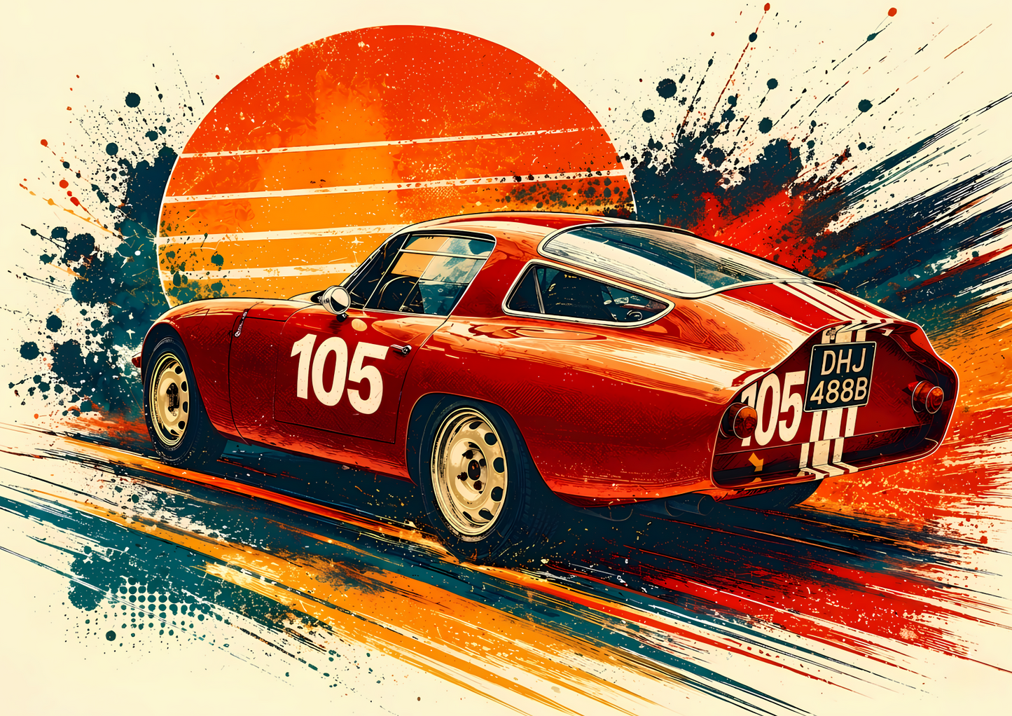 Vintage Racing Car Poster – Classic Motorsport Wall Art A2 & A3