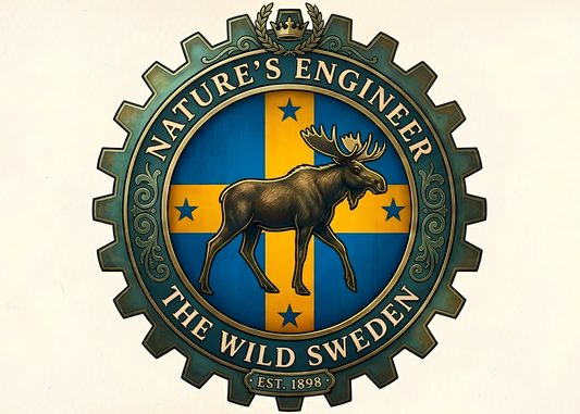 Swedish Moose Emblem Poster – Nordic Vintage Wall Art A2 & A3