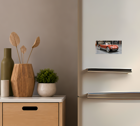 Vintage cabrioletmagnet – Klassisk sportbil | Kylskåpsmagnet med retrodesign