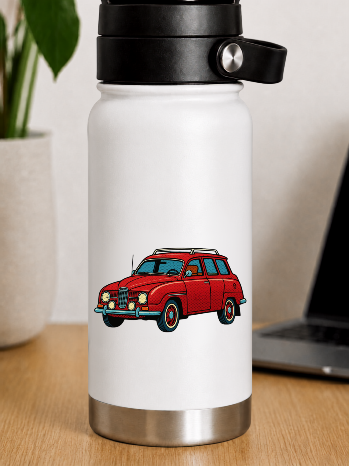 Red SAAB 95 Retro Sticker | Classic Swedish Wagon sticker