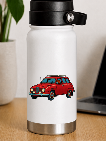Red SAAB 95 Retro Sticker | Classic Swedish Wagon sticker