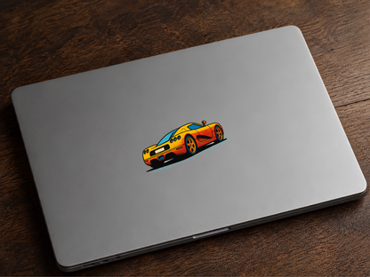 Koenigsegg CC Klistermärke – Orange Retro Pop Art Hyperbil | Sticker för Laptop, Vattenflaska & Bilentusiaster