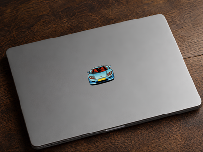 Koenigsegg CC Klistermärke – Blå Hyperbil i Retro Pop Art Stil  5cm i längden