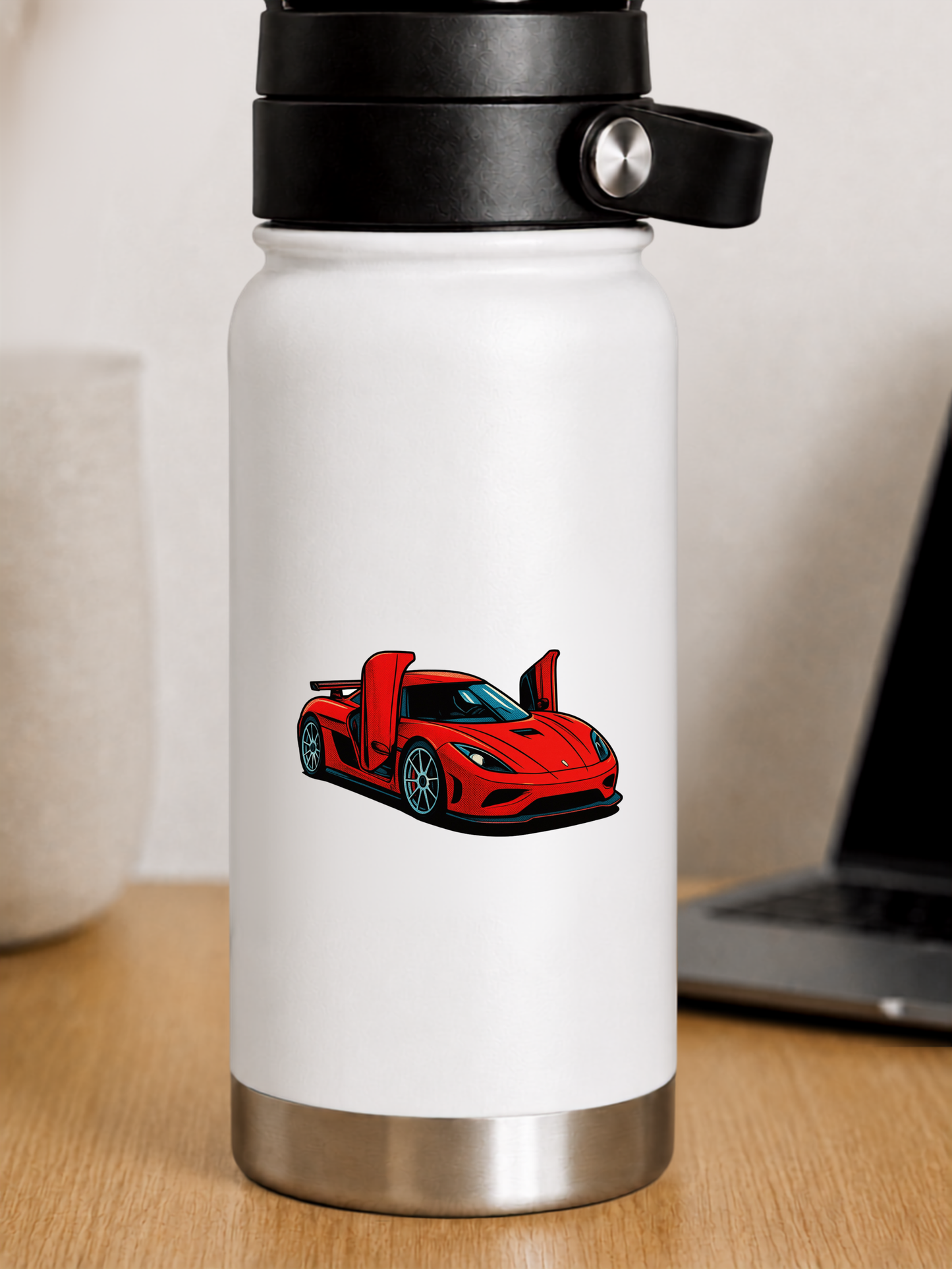 Röd Koenigsegg Agera – Pop Art Klistermärke 6,7 cm