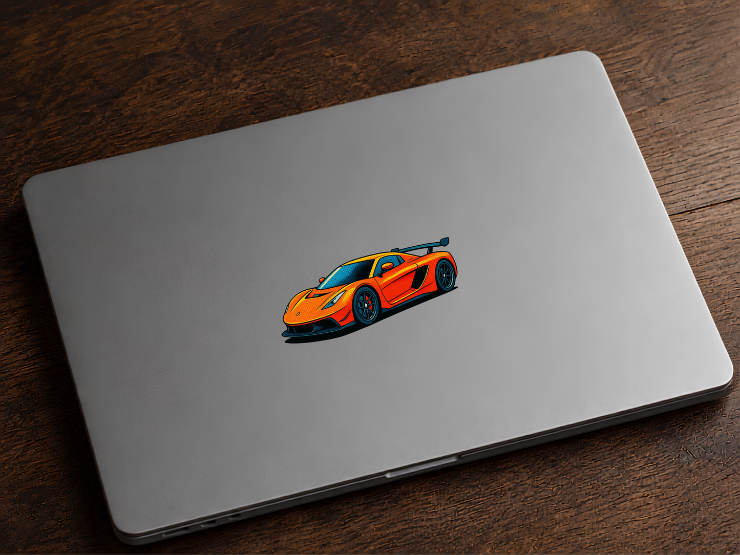 Orange Sportbil Klistermärke 8.8 cm  lång– Retro Pop Art Premium | Nexo