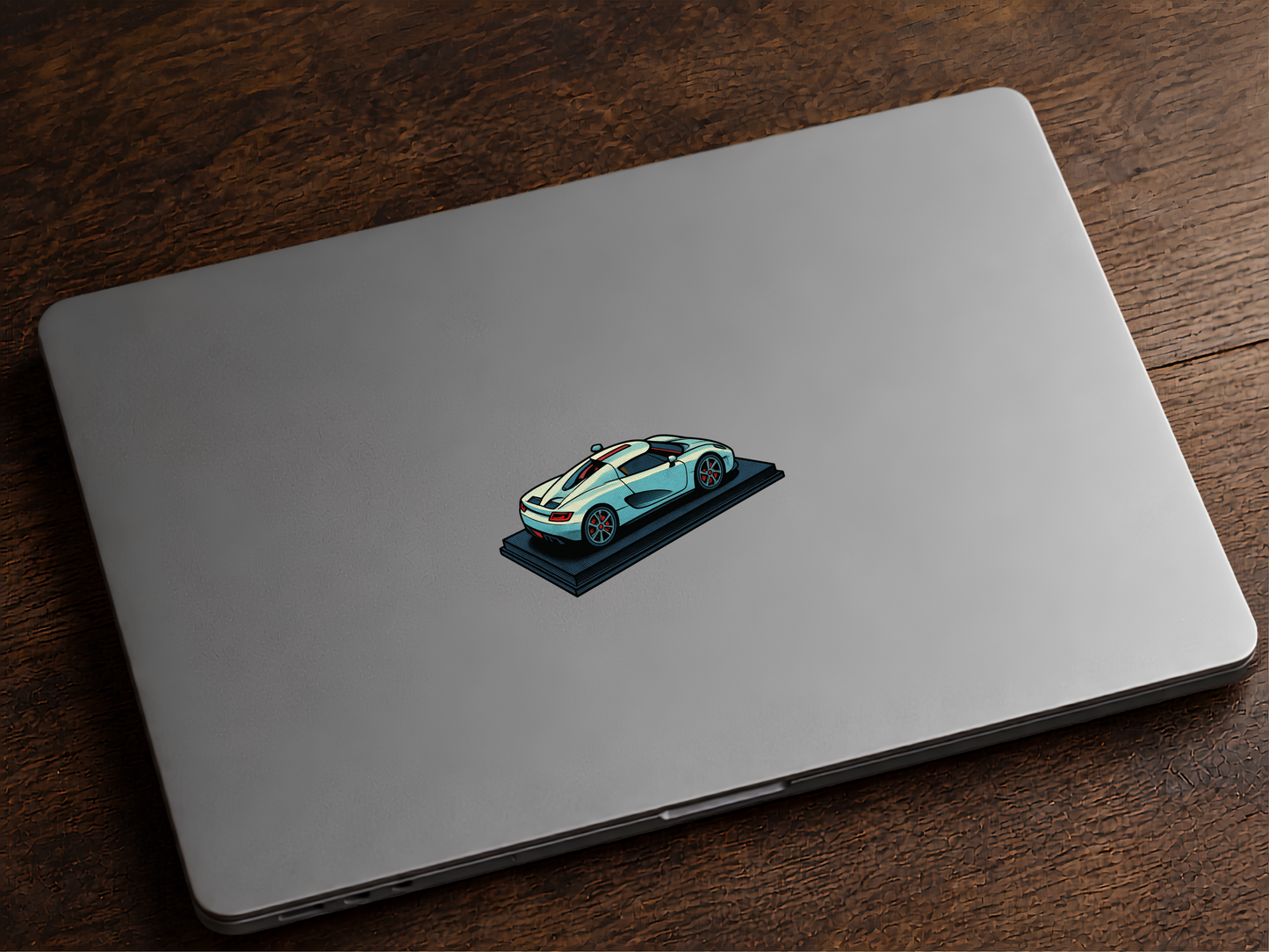 KoenigseggVit Supersportbil Klistermärke – Retro Pop Art 8.2 cm lång