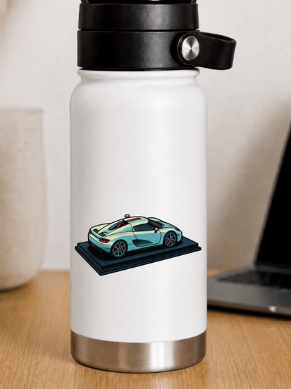KoenigseggVit Supersportbil Klistermärke – Retro Pop Art 8.2 cm lång
