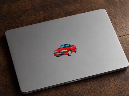Red Saab 900 Convertible Retro Sticker | Vintage Pop Art