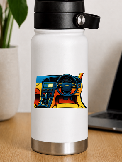 SAAB Interiör Retro Klistermärke – Vintage Pop Art Dashboard