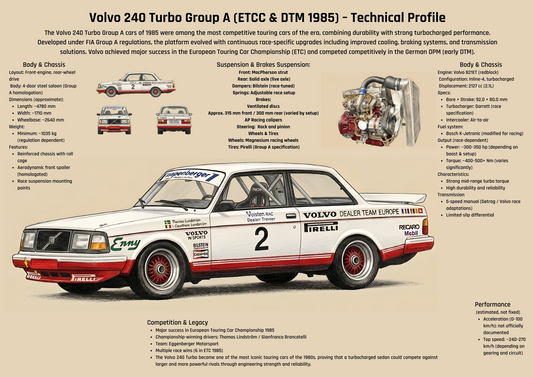 Volvo 240 Turbo Group A (ETCC & DTM 1985) Poster – Technical Profile