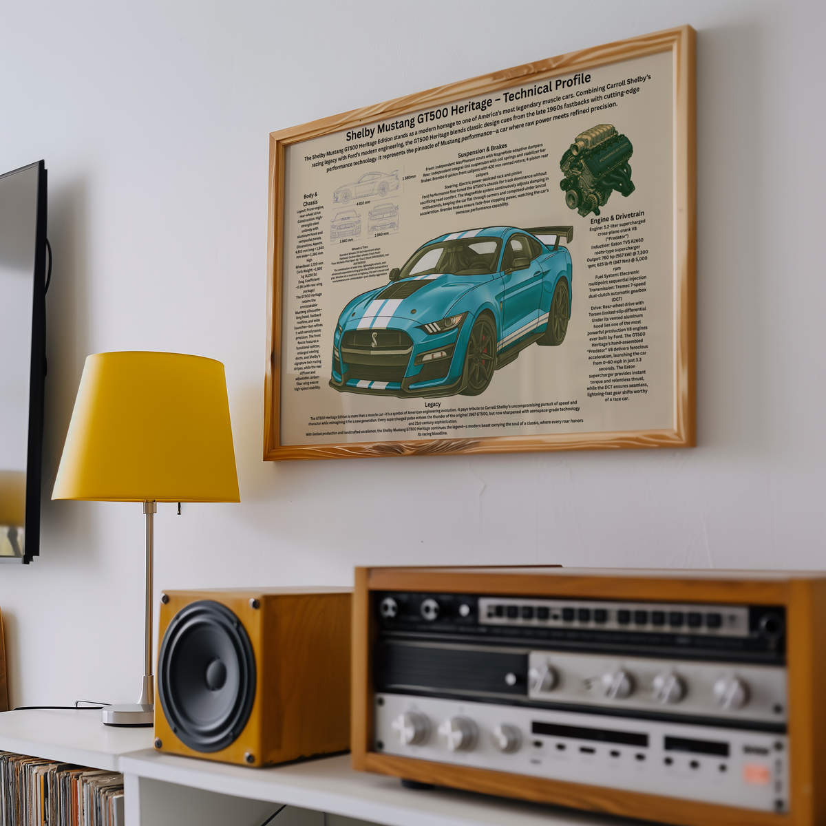 Teknisk Profilposter Inspirerad av Shelby Mustang GT500 Heritage (2022)
