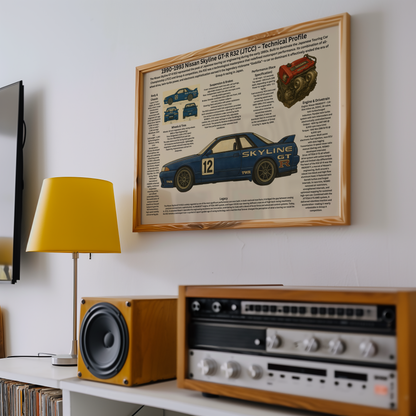 Nissan Skyline GT-R R32 (JTCC Gruppe A) Poster – Technisches Profil (1990–1993)