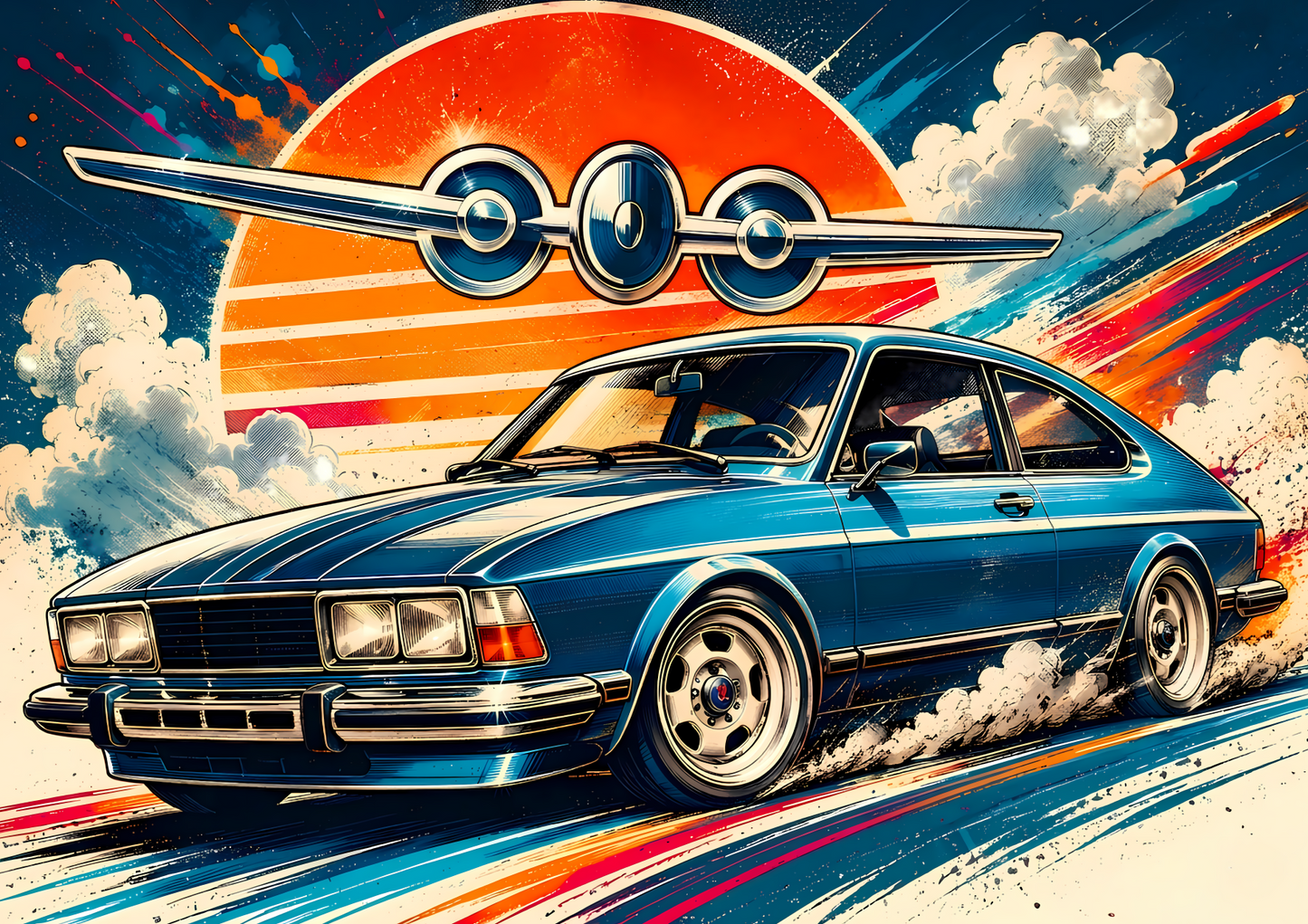 Retro Coupé Poster – Klassisk Europeisk Bilkonst A2 & A3