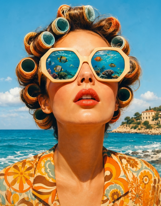 Retro Riviera Canvas – Vintage Summer Portrait